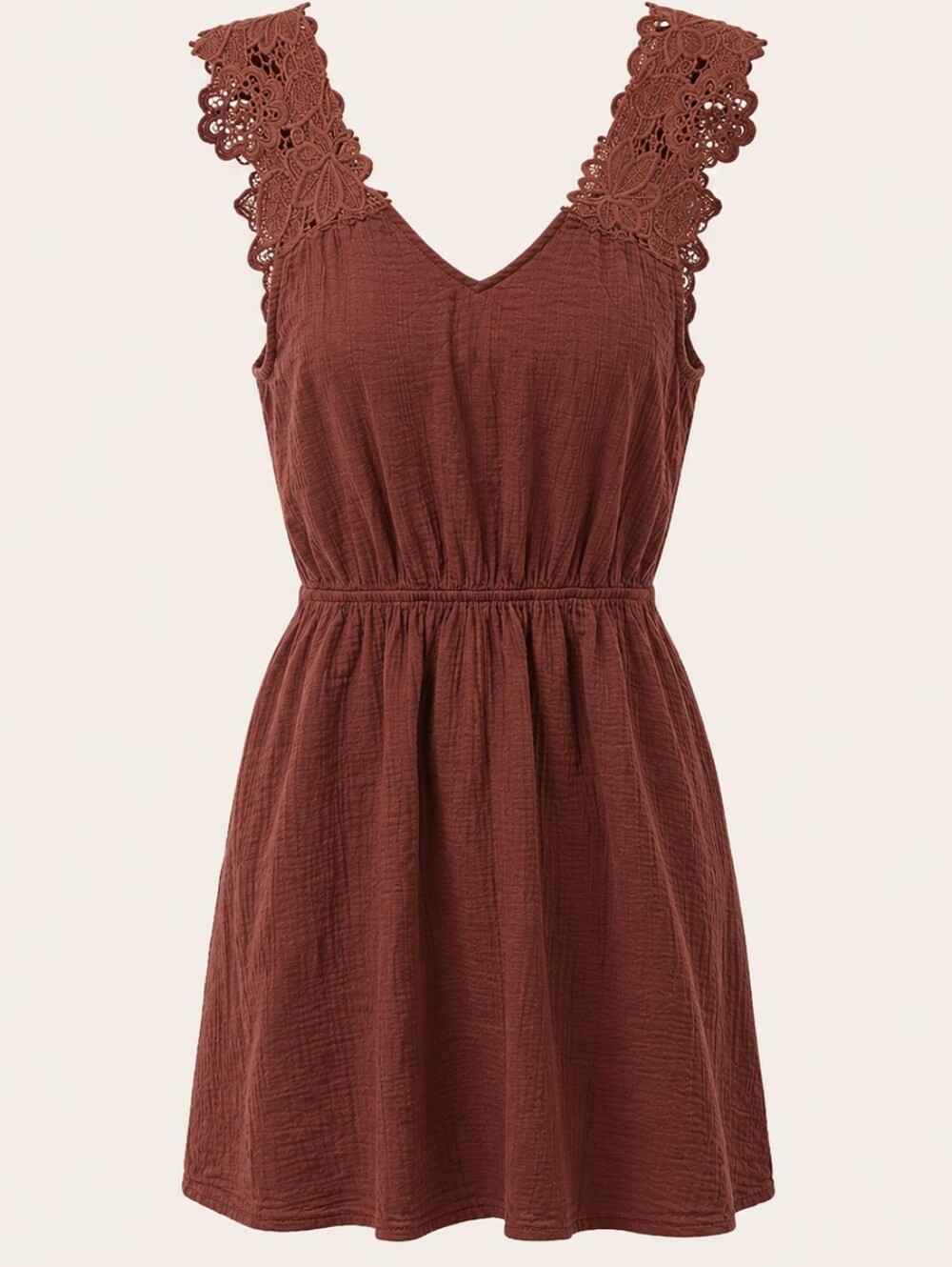 Women's Open Back Lace and Cotton Dress